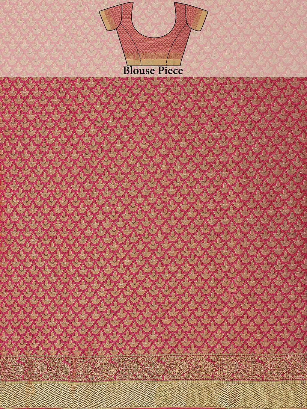 Mimosa Women's Kanchipuram Art Silk Pink Saree | Grocsy