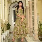 PartyWear Designer Golden Yellow Pure Maslin Palazzo Suit - Anbazaar | Grocsy