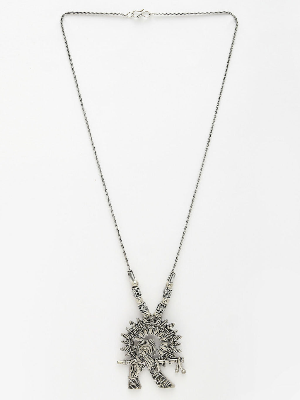 NVR Women's Silver-Toned German Silver Oxidised Pendant with Chain | Grocsy