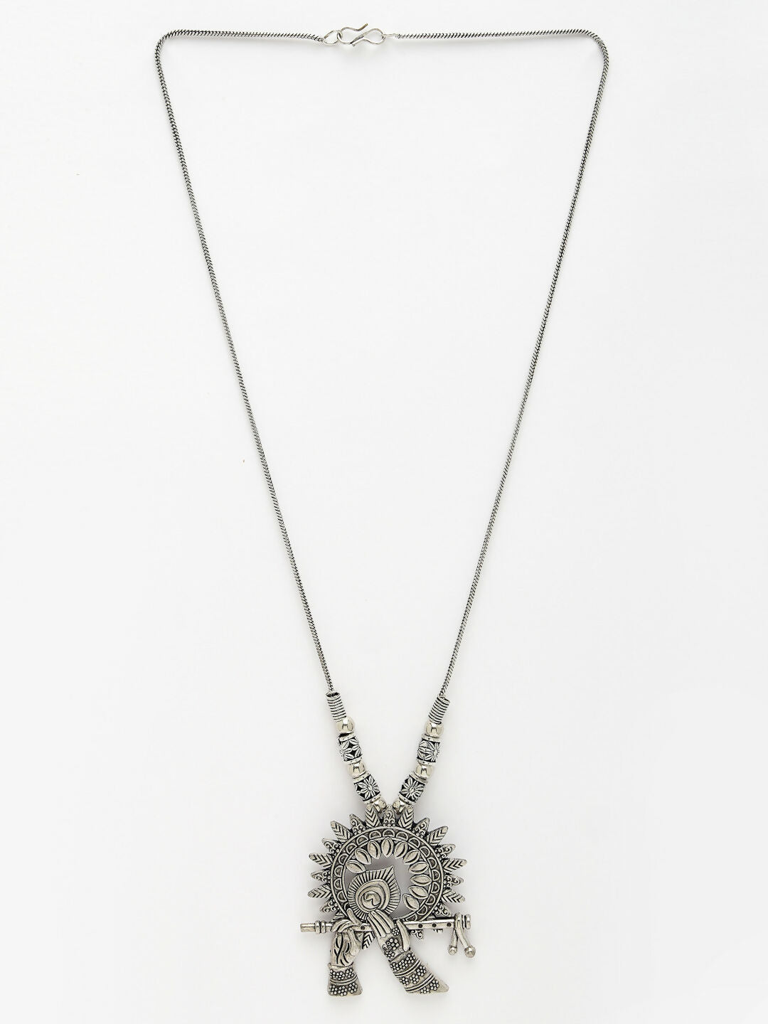 NVR Women's Silver-Toned German Silver Oxidised Pendant with Chain | Grocsy