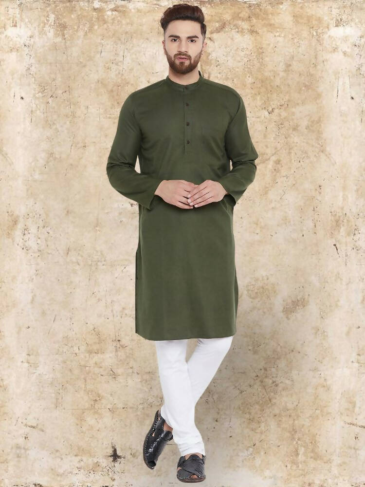 Even Apparels Pure Cotton Green Kurta - Green | Grocsy