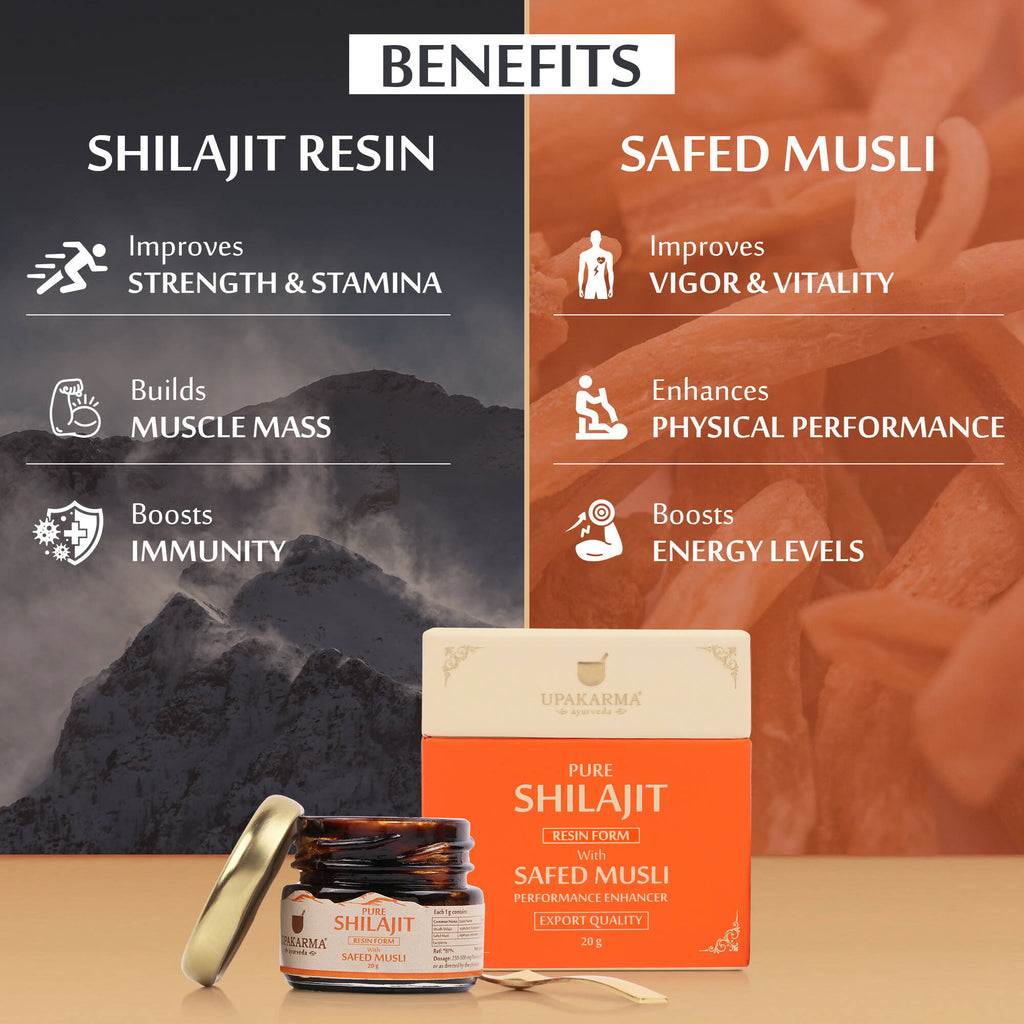 Upakarma Ayurveda Pure SJ Resin with Safed Musli & Pure SJ Resin with Gold Dust Combo | Grocsy