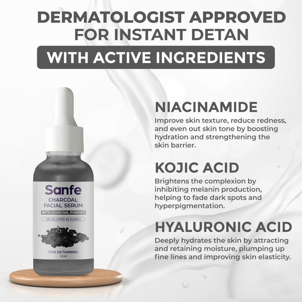 Sanfe Instant Detan Charcoal Facial Serum | Grocsy