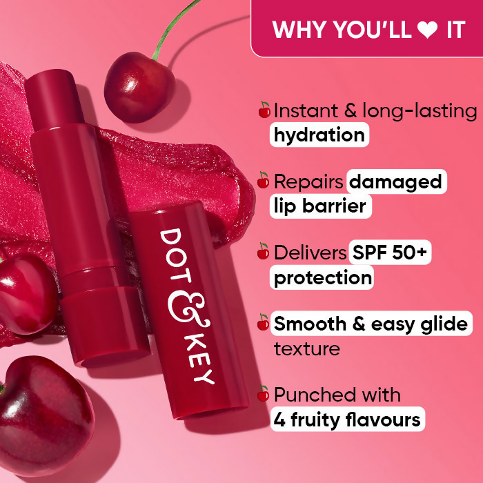 Dot & Key Barrier Repair Hydrating Lip Balm SPF 50 With Ceramides & Peptides Cherry Crimson | Grocsy