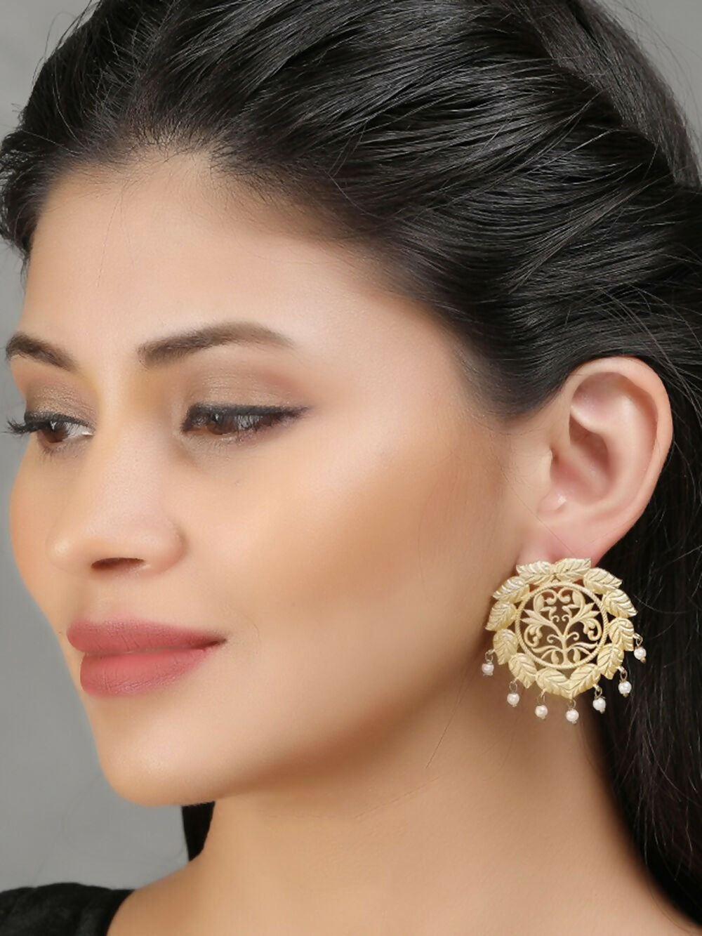 Joban Fashion Women Handcrafted Matte Gold Earrings | Grocsy