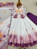 Teeya Creation Multi Color Organza Silk Printed Party Wear Gown | Grocsy