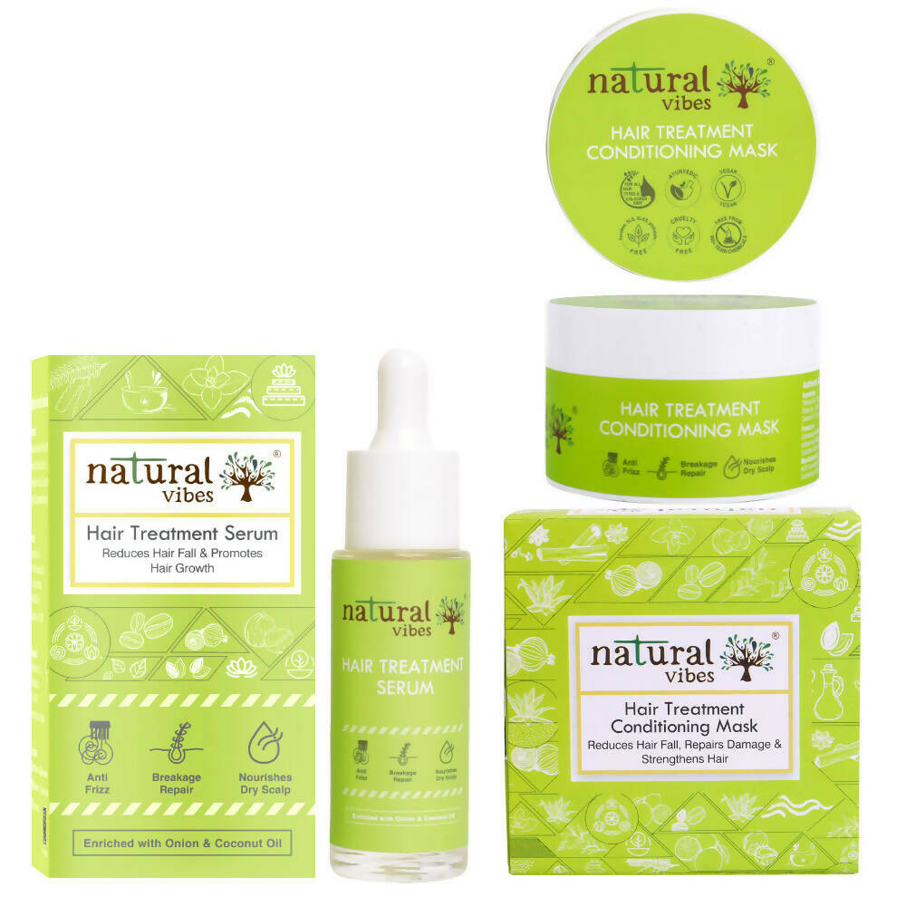 Natural Vibes Hair Treatment Serum & Conditioning Mask Combo | Grocsy