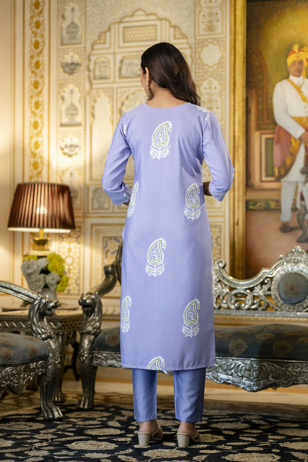 The52 Women's Beautiful Rayon Fabric Printed Work Straight Kurta Pant and Dupatta Set | Grocsy