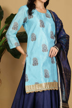 Joban Fashion Turquoise Silk Lehenga Set | Grocsy