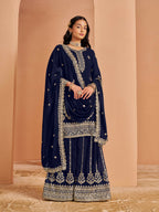 Anaita Navy Blue Premium Georgette Embroidered Stitched Salwar Suit | Grocsy