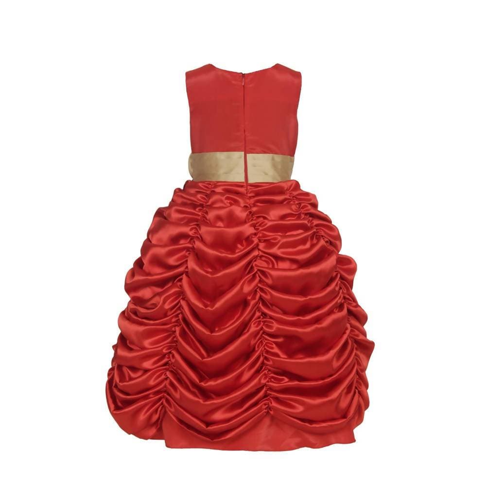 Asmaani Baby Girl's Red Color Satin Party Wear Full Length Dress (AS-DRESS-22022) | Grocsy