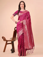 Shree Shyam Fashion Lichi Silk Magenta Saree | Grocsy