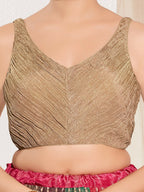 Joban Fashion Wood Tissue Padded Blouse With Sweetheart Neck Sleeveless | Grocsy