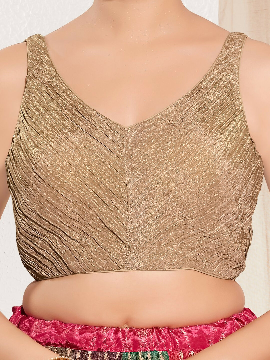 Joban Fashion Wood Tissue Padded Blouse With Sweetheart Neck Sleeveless | Grocsy