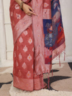 Shree Shyam Fashion Linen Cotton Rust Saree | Grocsy