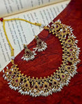 Jewel City Handcrafted Antique Gold-Plated Kundan Choker Necklace Set with Pearls | Traditional Indian Ethnic Bridal Jewelry Set | Grocsy
