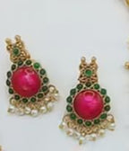 Jewel City Traditional Gold-Plated Temple Jewelry Necklace Set with Matching Earrings, Handcrafted Ethnic Bridal Party Wear | Grocsy