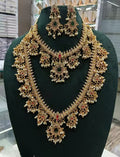 Jewel City Royal Kundan Bridal Necklace Set with Earrings | Multi-Layered Gold-Plated Pearl & Stone Indian Wedding Jewelry for Women | Grocsy