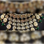 Jewel City Kundan Choker Necklace Set with Maang Tikka & Jhumka Earrings - Traditional Indian Bridal Jewelry Collection Gold-Plated | Grocsy