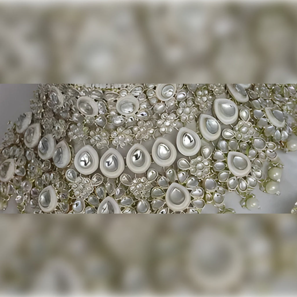 Jewel City Luxurious White Kundan Bridal Set - Complete Semi Wedding Jewelry Collection with Pearl Embellishments | Grocsy