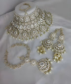 Jewel City Luxurious White Kundan Bridal Set - Complete Semi Wedding Jewelry Collection with Pearl Embellishments | Grocsy
