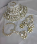 Jewel City Luxurious White Kundan Bridal Set - Complete Semi Wedding Jewelry Collection with Pearl Embellishments | Grocsy