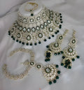 Jewel City Luxurious Green Kundan Bridal Set - Complete Semi Wedding Jewelry Collection with Pearl Embellishments | Grocsy
