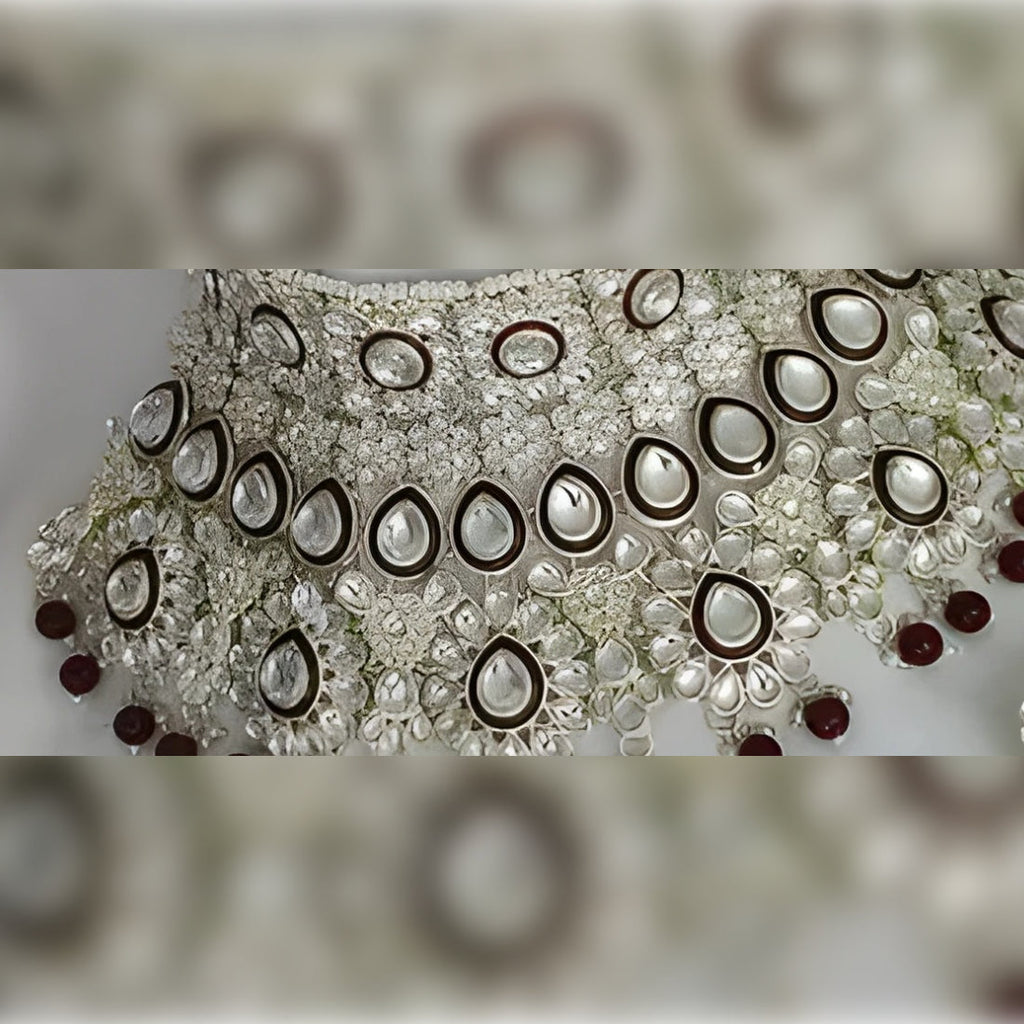 Jewel City Luxurious Maroon Kundan Bridal Set - Complete Semi Wedding Jewelry Collection with Pearl Embellishments | Grocsy