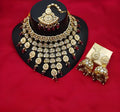 Jewel City Kundan Choker Necklace Set with Maang Tikka & Jhumka Earrings - Traditional Indian Bridal Jewelry Collection Gold-Plated | Grocsy