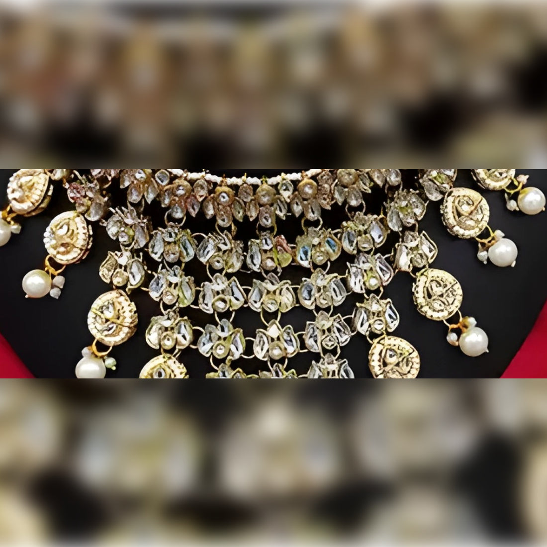 Jewel City Kundan Choker Necklace Set with Maang Tikka & Jhumka Earrings - Traditional Indian Bridal Jewelry Collection Gold-Plated | Grocsy
