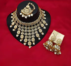 Jewel City Kundan Choker Necklace Set with Maang Tikka & Jhumka Earrings - Traditional Indian Bridal Jewelry Collection Gold-Plated | Grocsy