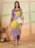 Prazu Fashion Light Lavender Printed Cotton Reyon Kurta Pant Set | Grocsy