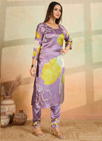 Prazu Fashion Light Lavender Printed Cotton Reyon Kurta Pant Set | Grocsy