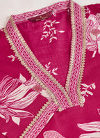 Prazu Fashion Pink Printed Cotton Blend Kurta Pant Set | Grocsy