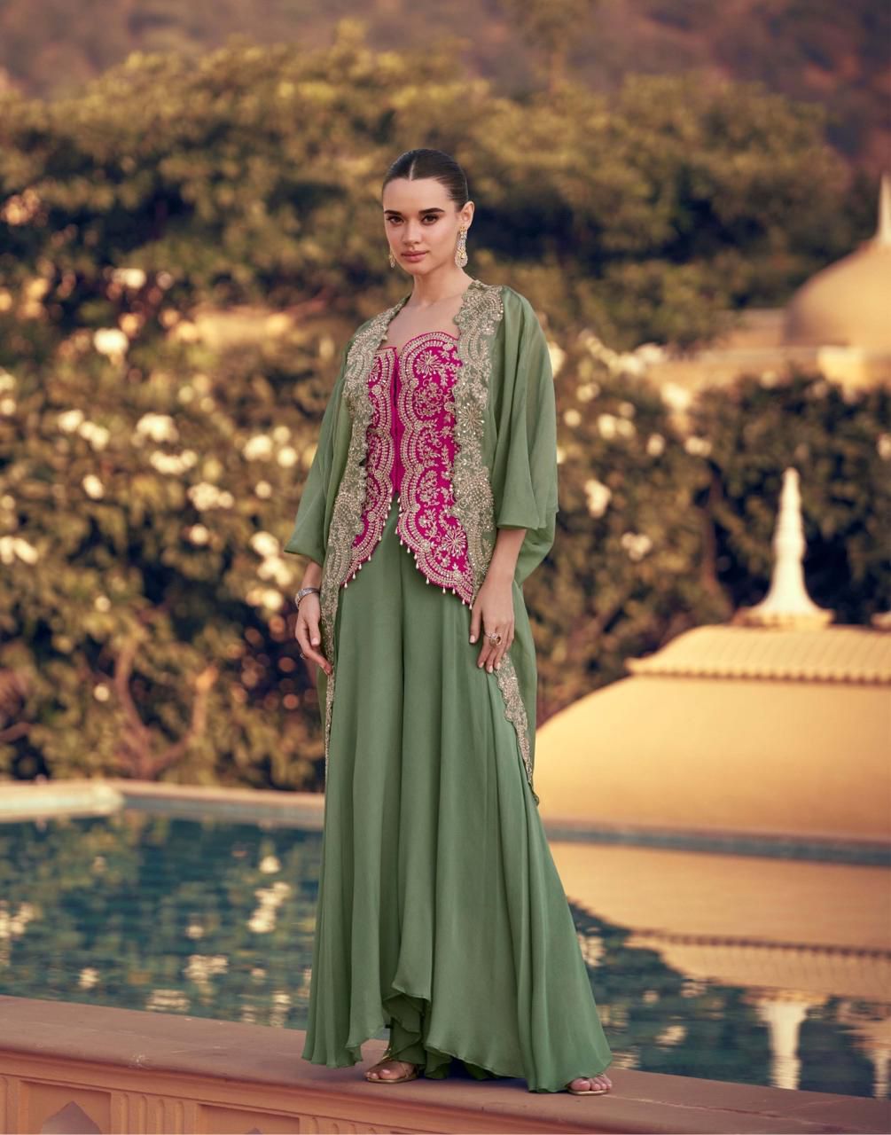Aarshi Fashions Pink Chinon Wedding Gowns | Grocsy