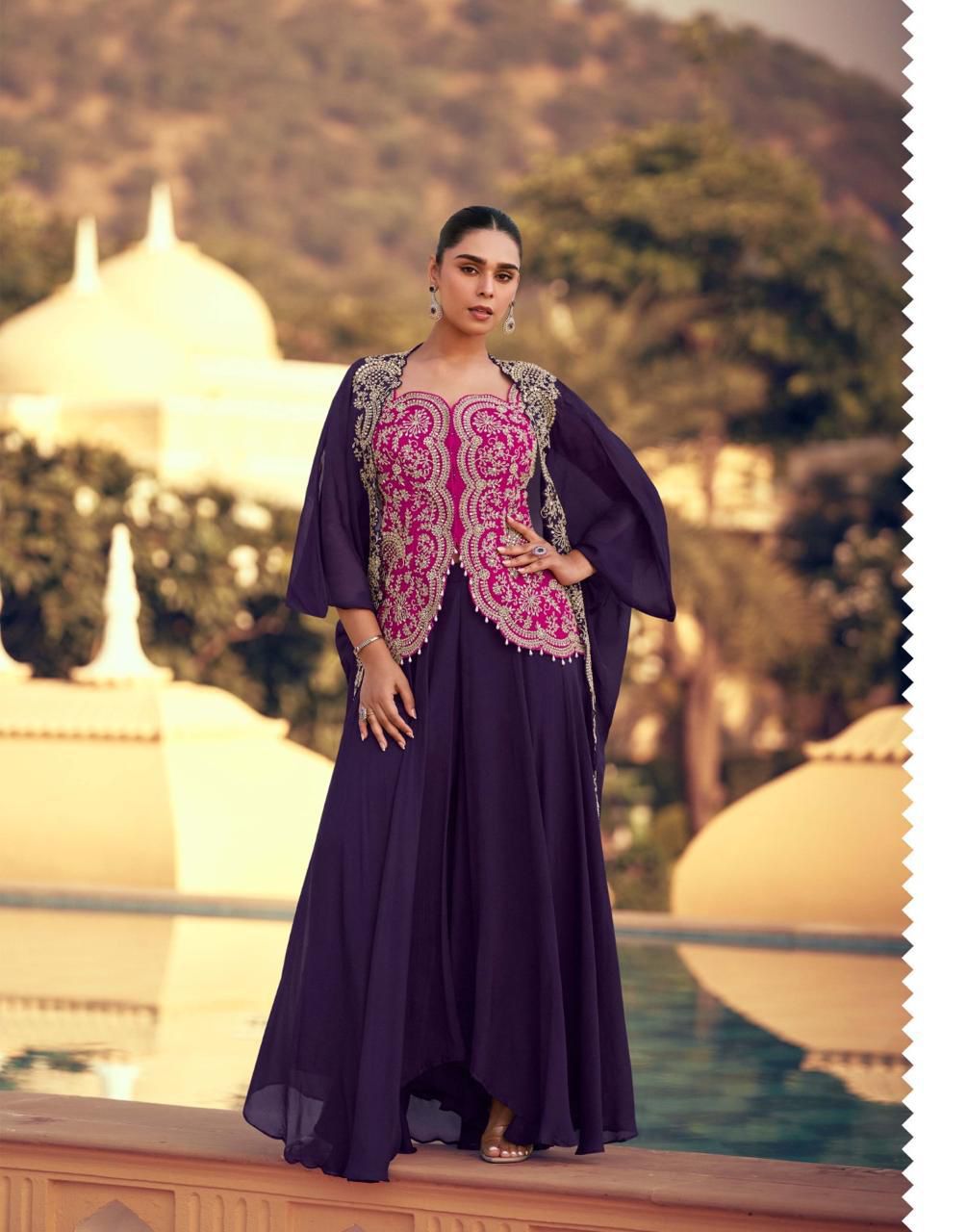 Aarshi Fashions Pink Chinon Wedding Gowns | Grocsy