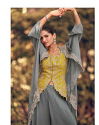 Aarshi Fashions Yellow Chinon Wedding Gowns | Grocsy
