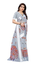 Vamika Linen Satin Border Grey Bollywood Style Saree | Grocsy