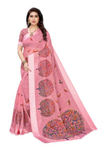 Vamika Linen Satin Border Peach Bollywood Style Saree | Grocsy