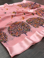 Vamika Linen Satin Border Peach Bollywood Style Saree | Grocsy