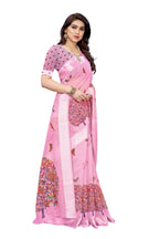 Vamika Linen Satin Border Pink Bollywood Style Saree | Grocsy
