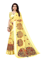 Vamika Linen Satin Border Yellow Bollywood Style Saree | Grocsy