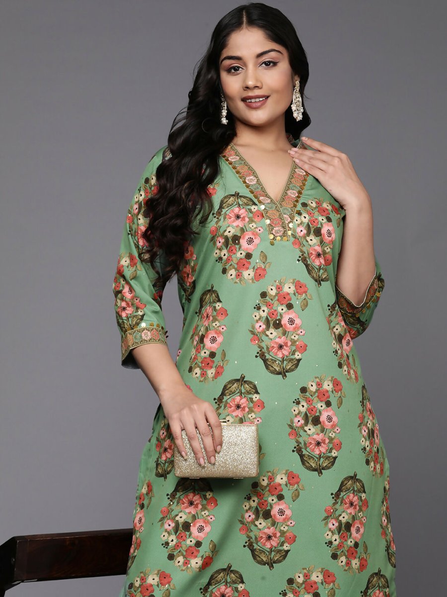 Ahalyaa Women's Traditional wear Kurta Set - Green | Grocsy