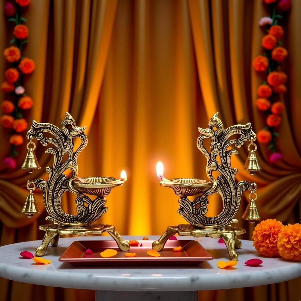 Saudeep India Oxidized Metal Diya for Puja | Grocsy