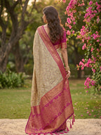 Shree Shyam Fashion Chiku With Pink Cotton Saree | Grocsy