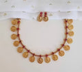 Jewel City Temple Coin Necklace Set – Traditional Gold-Plated Lakshmi Design – South Indian Ethnic Jewelry Set | Grocsy