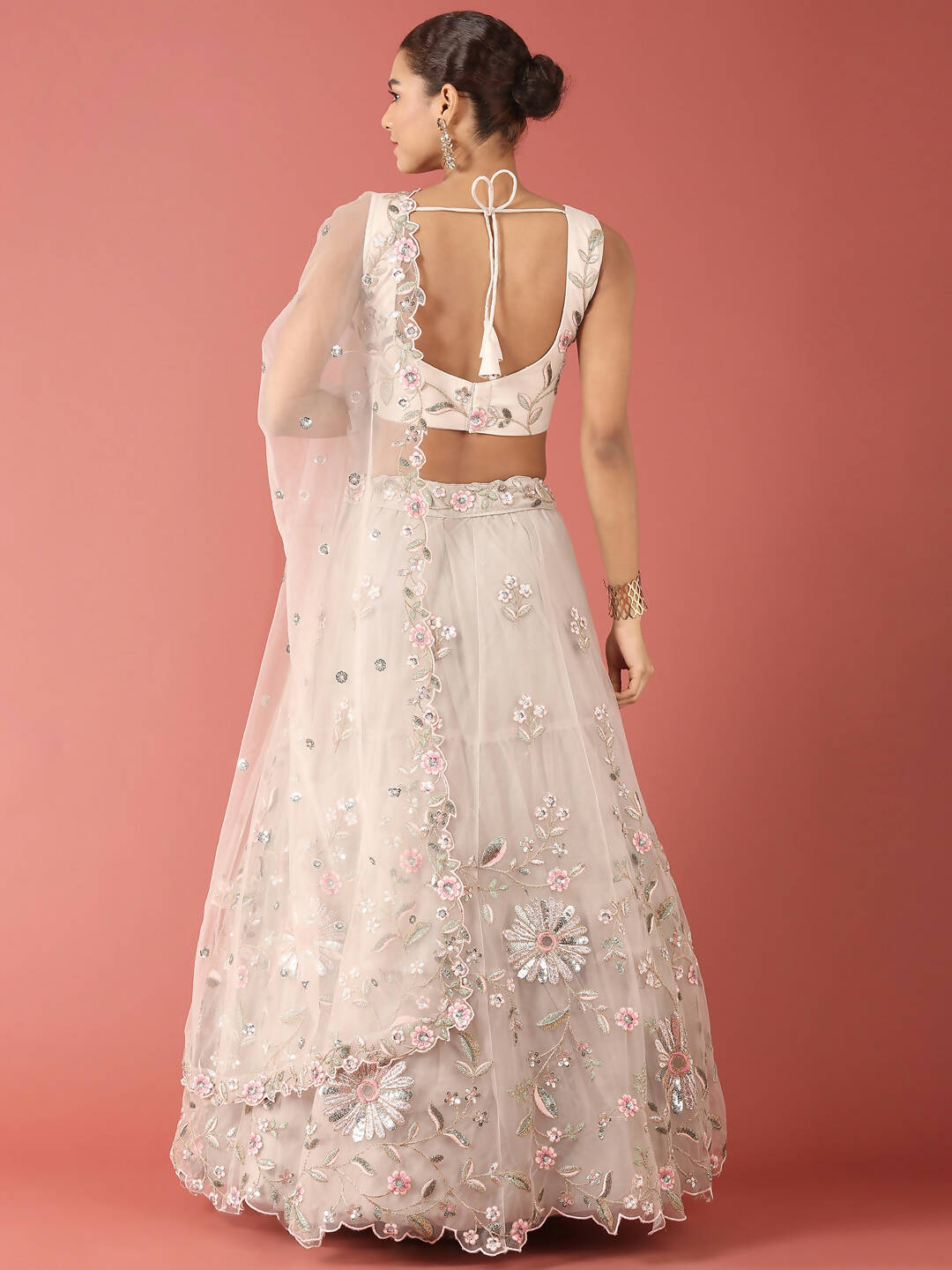 House of Panchhi Grey Net Sequinse Work Lehenga & Blouse, Dupatta | Grocsy