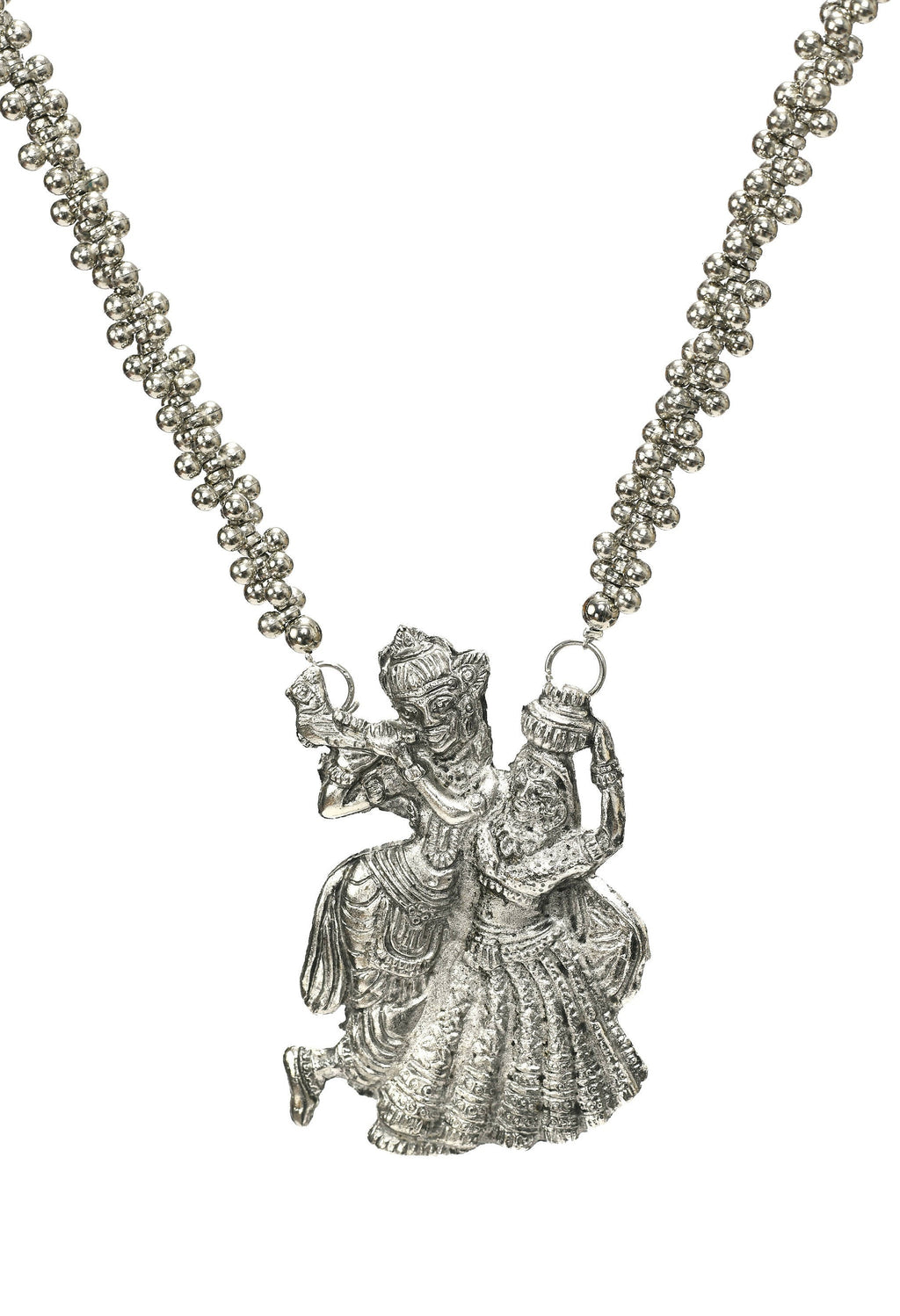 Mominos Fashion Johar Kamal Oxidised Silver-Plated Brass Finish Radha Kishan Long Necklace For Women | Grocsy