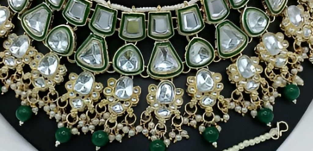 Jewel City Kundan Choker Set with Pearl Tassels - Premium Glass Cut Stone Wedding Collection | Grocsy