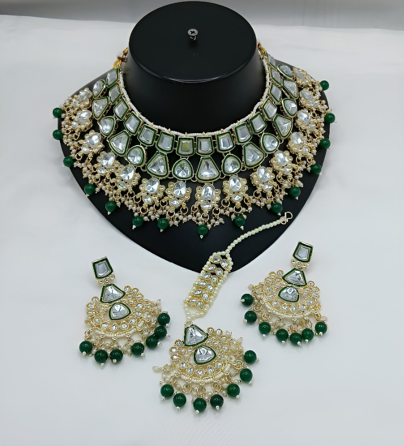 Jewel City Kundan Choker Set with Pearl Tassels - Premium Glass Cut Stone Wedding Collection | Grocsy